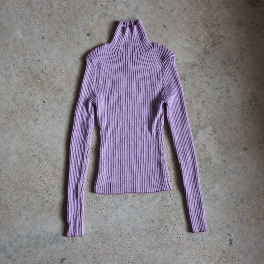 Pink Y2K style Ribbed Turtleneck Knit Top Medium